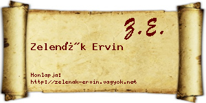Zelenák Ervin névjegykártya